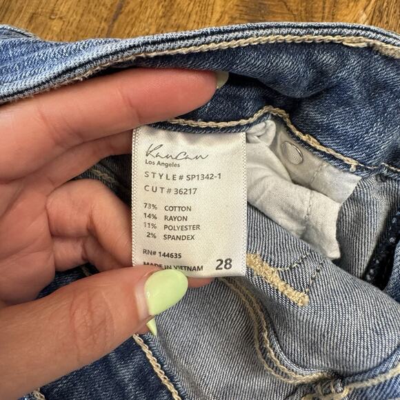 KanCan Skinny Jeans Mid Rise Stretch Distressed Womens Sz 28 Raw Hem SP1342-1 - Picture 7 of 7